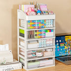 Desk Organizer with Drawers, 5 Drawers Storage Organizer, Desktop Storage Drawers for Office Supplies, Plastic Stationary Organizer, Makeup Organizer, Desk Storage Box for Office, School, Home - Image 5