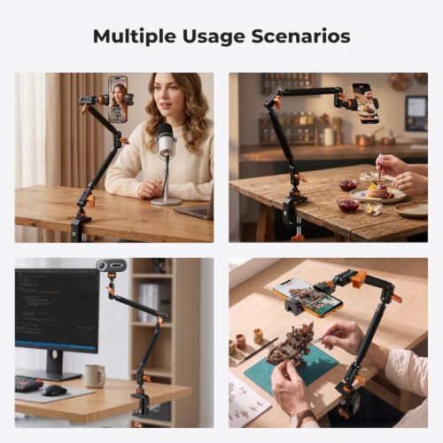 K&F CONCEPT 22" Magic Arm with Desk C-Clamp, Overhead Desk Camera Mount - Image 6