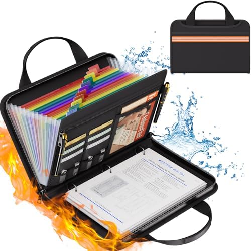 Fireproof Accordion File Binder Organizer,1" D Rings for 225 Sheets by ZOOPIP