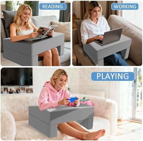 Machine Washable Lap Desk Pillow with Removable Cover Adjustable Angle Gaming & Reading Pillow for Teens Adults Multipurpose Laptop Bed Tray with Arms for Working, Napping Crafts (2) - Image 4