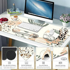 Large Mouse Pad with Wrist Support 4 in1 Set, XXL Big Game Mousepad + Keyboard Wrist Rest+Mouse Wrist Rest+Coaster Ergonomic Gaming Mat for Home Office Table Computer I Modern Boho Leaves - Image 4