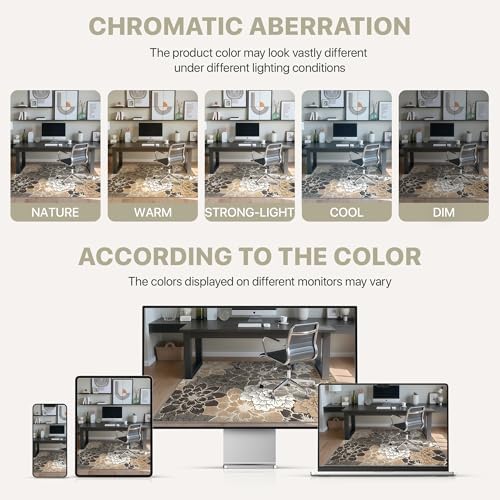 36"x60" Office Chair Mat for Hardwood Floor, Non-Slip Washable Grey Beige - Image 6