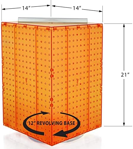 Azar Displays 701414-ORG-4C32 Rotating Countertop Display Kit with Peg Hooks Included, 14 Inches Wide x 14 Inches Deep x 20 Inches High, Pegboard Spinner Organizer, Orange - Image 3