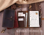 Genuine Leather Journal Writing Notebook, A6 Ring Binder Refillable Diary Notepads, Vintage Handmade Travel Organizer Agenda for Men Women - Brown - Image 2