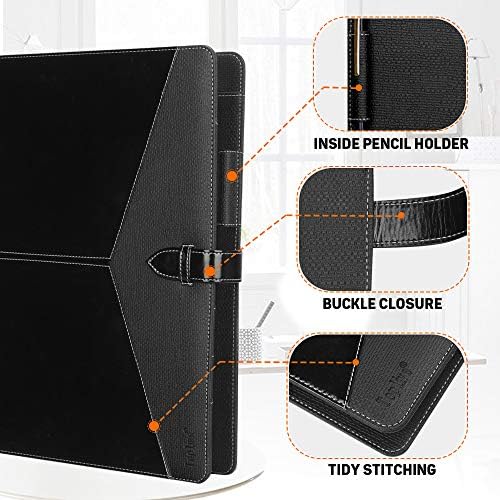 Toplive Padfolio 3 Ring Binder Organizer Business Portfolio Folder for Women, A4/ Letter Size PU Leather Professional Portfolio Padfolio for Interview Conference Presentation, Black - Image 5