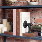 Dunzoom Heavy Duty Bookends for Shelves Industrial Metal and Wood Book Ends - Image 6