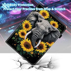 Case for Samsung Galaxy Tab S10 FE Plus 13.1 Inch 2025 Model (SM-X620/X626),Card Slot PU Leather TPU Case Pen Holder Auto Wake Sleep,Sunflower Elephant - Image 3