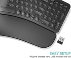 Arteck Split Ergonomic Keyboard with Palm Rest, 2.4G USB Wireless Keyboard - Image 4