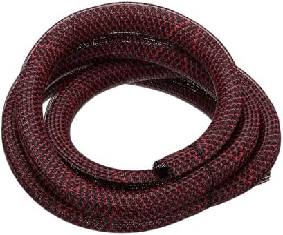 MECCANIXITY Split Sleeve Wire Loom Braided Sleeve 1-1/2" 10Ft Black/Red by MECCANIXITY