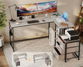 YOSHOOT 55" L Shaped Computer Desk with 3 Fabric Drawers, Gaming Desk by YOSHOOT