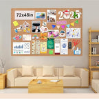 Large Bulletin Board, Foldable 72x48 Inches Cork Board Alternative, Large Felt Board Decorative Pin Board for Wall, Foldable Photo Board Self-Adhesive Vision Board with 36 Pushpins Brown - Image 2