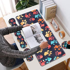 Large XXL Gaming Desk Mat 31.5"x 11.8", Ergonomic Keyboard Wrist Rest & Mouse Pad Wrist Rest + Coaster Set, Non-Slip Base, Memory Foam, Office and Home, Color Dog Paw Prints - Image 7