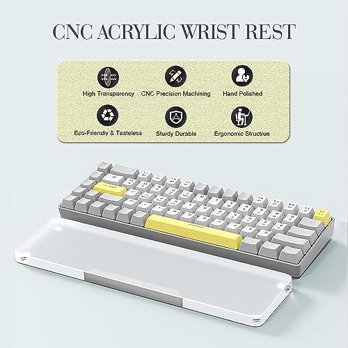 Acrylic Keyboard Wrist Rest Pro- Compact 60% Keyboard- Mechanical Keyboards Ergonomic Palm Rest for Computer Keyboard,Anti-Slip Base,Wrist Pad for Laptop,Office & Home-Easy Typing,Silver - Image 2