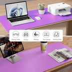 Aothia Faux Leather Desk Mat - Non-Slip PU Leather Desk Blotter, Waterproof Writing Surface, Large Desk Pad for Office & Home (Iris Violet, 55" x 17") - Image 6