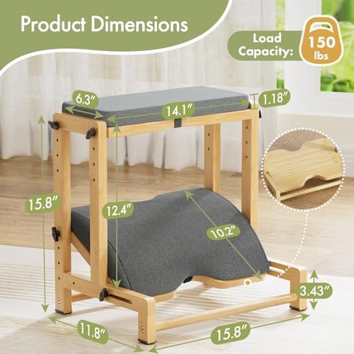 Double Step Foot Rest Under Desk with 4 Heights (Natural Color) - Image 6