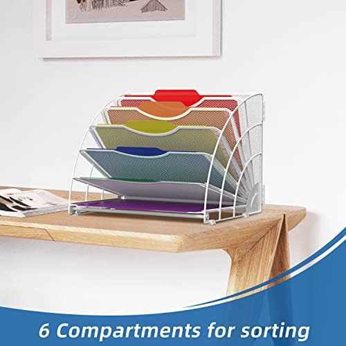 SUPEASY Fan Shaped Desk File Organizer, Paper File Holder for Desk, White - Image 2