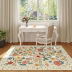 DUKINO 4x6 Area Rug, Floral Washable Office Chair Rug Non Slip Beige Yellow - Image 3