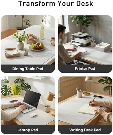 Aothia Faux Leather Desk Mat - Large Mouse Pad, Non-Slip PU Leather Blotter, Waterproof Writing Surface for Office and Home (Off-White, 63" x 24") - Image 6
