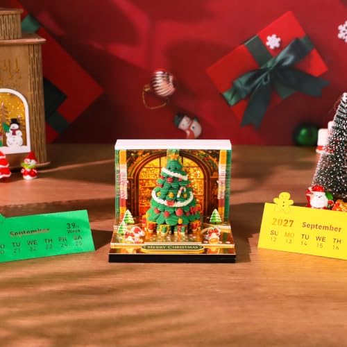 3D Calendar 2027, Tear-Away Desk Calendar, Paper Art Memo Pad, LED Light (Christmas B) - Image 3