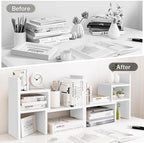 Jerry & Maggie - Desktop Organizer Office Storage Rack Adjustable Wood Display Shelf | Birthday Gifts - Toy - Home Decor | - Free Style Rotation Display - True Natural Stand Shelf (White) - Image 6