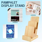 2 Pieces 3-Tier Pine Wood Literature Holder pamphlet display stand Trifold Brochure Organizer Flyer Holder Postcard Display and Countertop Wooden Display Stand Book Display for Magazine Pamphlet - Image 4