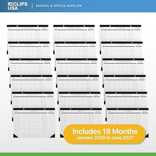 2026 Desk Calendar Large 22x17 Runs Until June 2027 Work Calendar with To-do List & Notes Yearly Preview 18 Months With Plastic Cover Desk Calendar 2025-2026 Large 22x17 Black White With Protective Cover Bulk Planner for Home School Office Pad Calendar... - Image 6