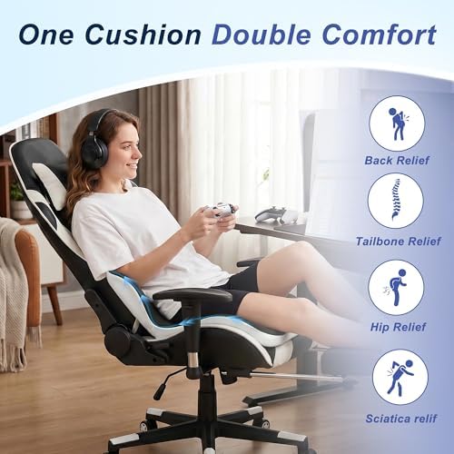 Seat Cushion for Office Chair and Car, Ergonomic Memory Foam Seat Cushion with Lumbar Support Pillow, Orthopedic Cushion for Sciatica & Back Pain, Dark Gray & Light Gray - Image 5