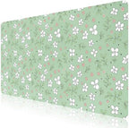 Minimalist Ditsy Floral Office Desk Mat 31.5" x 15.7" Desktop Mat PU Leather Large Mouse Pad White Mousepad Non-Slip Table Mat for Girls, Women, Home, Work, Computer, and Gaming by Unknown