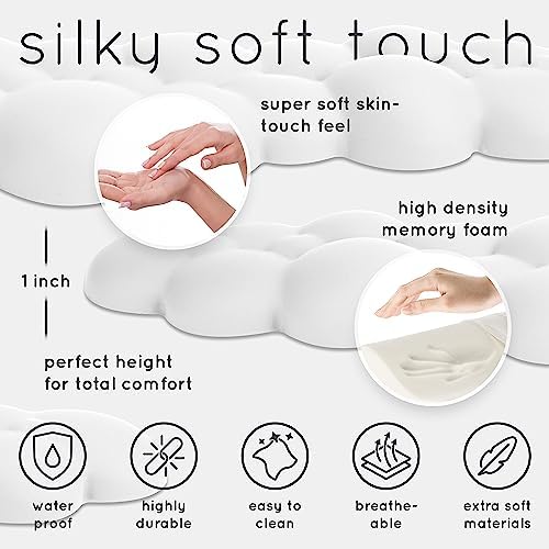 Cloud Keyboard Wrist Rest – Create-ables Qloud Cloud Wrist Rest for Computer Keyboard and Mouse, Ergonomic Memory Foam Wrist Pad with Non-Slip Base, Includes Cloud Mouse Pad – White - Image 6