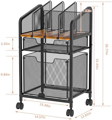 Tiaoheka Rolling File Cabinet with Adjustable Dividers, Mobile Filing Cabinet with 2 Storage Drawers on Lockable Wheels, Hanging File Organizer Beside Under Desk for Office, Home（Patent Pending） - Image 2