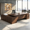 Executive Desk, L Shaped Executive Office Desk with Locking Drawer & File Cabinet, 1'' Thick Desktop, Large Office Desk with Storage, Modern Executive Computer Workstation for Home Office & Business by Unknown