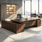 Executive Desk, L Shaped Executive Office Desk with Locking Drawer & File Cabinet, 1'' Thick Desktop, Large Office Desk with Storage, Modern Executive Computer Workstation for Home Office & Business by Unknown