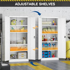 Fesbos Metal Storage Cabinet-72” Tall Steel File Cabinets with Lockable Doors and Adjustable Shelves-White Steel Storage Cabinet for Kitchen, Office, Garage - Image 4