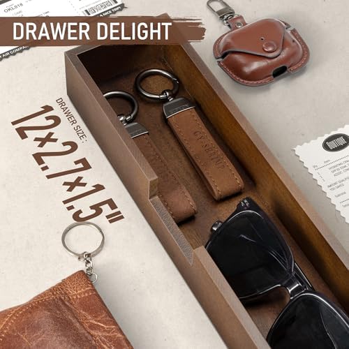 Rebee Vision Key Holder Wall Mount with Drawer for Home Decor, Brown - Image 6