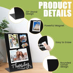 Magnetic Display Board - Desktop Metal Memo Board for Notes & Photos, 11x9.8 Inch Small Black Magnetic Bulletin Board, Includes Clips for Office, Room Decor (9.8 * 13.7inch, Count, 2) - Image 2