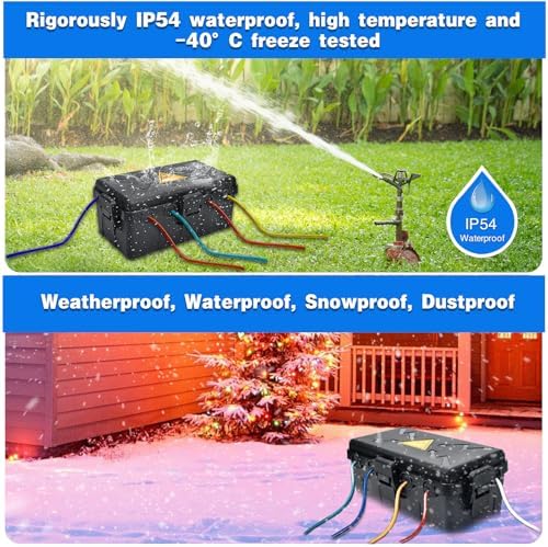 Hrensaw Medium Outdoor Electrical Box(10.6x5.5x4.5inch),Weatherproof Connection Box w/6 Cable Entry,IP54 Waterproof Extension Cord Cover Protect Power Strip,Timer,Plug,Holiday Lights,Black (Pack of 2) - Image 4
