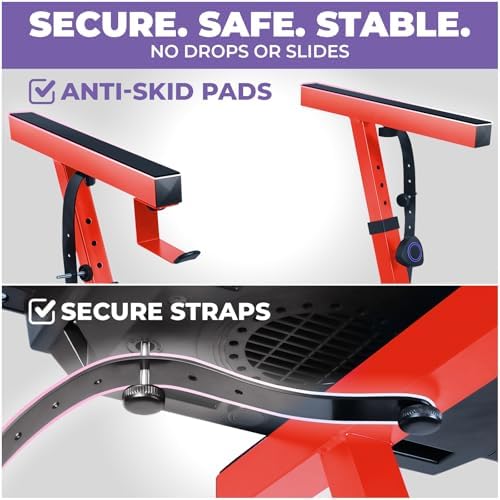 Liquid Stands Keyboard Stand w/ Wheels - Z Style Adjustable & Portable Professional Heavy Duty Digital Piano Stand - Fits 54-88 Key Electric Pianos - Sturdy Rolling Musical Keyboard Stand (Red) - Image 4