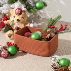 MiniArk Small Storage Baskets for Organizing | Closet Organizer Bins | Shelf Toy Basket | Woven Rope Baskets | Cube Decorative Box | Shallow Basket | 11.5x7.5x4.7” | 4 Packs Oxide Red - Image 4
