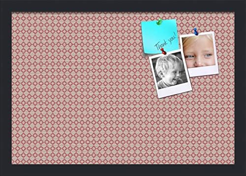 PinPix 19x13 inch Cork Bulletin Board. This Decorative Framed Pin Board Comes with Diamond Pattern in Pink and Beige Design and Satin Black. Ideal for Home, Office Decor or School (PinPix-290) by PinPixBulletinBoards