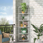 6 Tier Corner Shelf Stand, 54.4", Marble White - Image 2