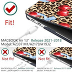 DONGKE for MacBook Air 13 Inch Case 2021-2018, Compatible with A2337 M1 A2179 A1932 Support Retina Display & Touch ID, Hard Shell Plastic Cover with Keyboard Skin - Cherry & Leopard - Image 3
