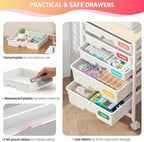 Goovilla Rolling Cart with 5 Drawers for Craft, Art, Dorm, Office, White - Image 3