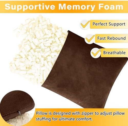 1 MIDDLE ONE 2 Pack Small Pillow, Memory Foam Mini Pillow 11 X 7 Inches for Travel, Sleeping, Nap and Neck, Knee, Lumbar Support, Tiny Cushion for Pet, Dogs (Brown) - Image 2