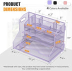 YINGHUA 5-Tier Mesh Desk Organizer and File Holder, Letter Tray - Purple - Image 3