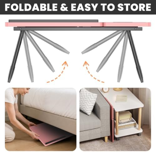 Laptop Bed Desk, 5-Angle Adjustable Bed Laptop Table with Cup Holder - Image 4