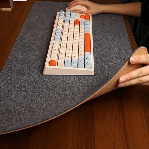 Lifup Felt Desk Pad, Dual-Sided Cork Desk Mat, Non-Slip Large Gaming Mouse Pad Writing Mat for Office Home Gray 2 31.5" x 15.7" - Image 3