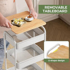 3-Tier Rolling Cart with Table Top, Metal Utility Cart on Wheels - Image 3