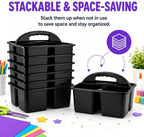 Haundry 6 Pack Black Classroom Caddy, 3-Compartment Plastic Supply Bins - Image 7