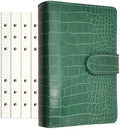 PU Leather Personal Notebook Planner with 80 Pages Loose-Leaf Papers 6 Holes Ring Binder Pen Holder Magnetic Buckle (Green Faux Crocodile Texture, A6 Mini) by Zelten