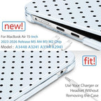 Case for 2026/2025/2024/2023 MacBook Air 15-inch Laptop Release M5 A3448 /M4 A3241 /M3 A3114 /M2 A2941, Stylish Protective Hard Shell Cover for MacBook Air 15.3 inch, Blue & Black Polka Dots - Image 2